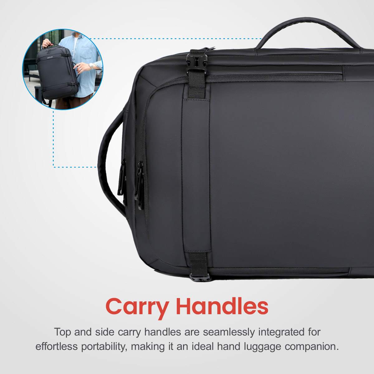 LB310 BACKPACK PU TRAVEL EXPEND BLACK 2