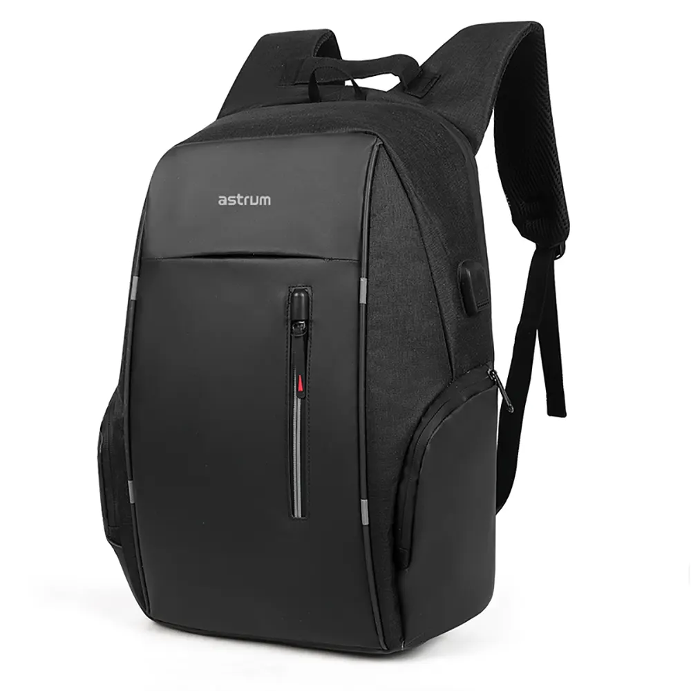 LB210 15″ PU + Nylon Laptop Backpack with USB – Grey 2